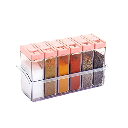 41kjORFTx0L_cd8e9bde-3f8e-46ea-8b57-c80f92f2b764.jpg Set of Plastic Spice Jars Compact, Multicolour Design for Kitchen Storage Organization - Image 1