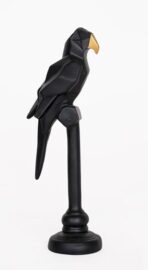 Resin Figurine Parrot Showpiece for Home Office D?or Sculpture Decorative Items (Black)