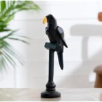 Resin Figurine Parrot Showpiece for Home Office D?or Sculpture Decorative Items (Black) - Image 4