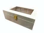 Luxury Storage Box with Glass Lid, Decorative Organiser Box for Jewellery and Accessories, Available in Red, Black, White (White) - Image 2
